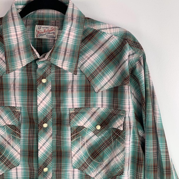 True Religion Western Button Up Plaid Pearl Snap Long Sleeve Shirt 3XL. - Picture 2 of 7